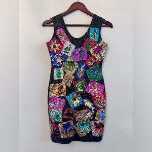 Vintage 2000 Sequin mini dress, y2k style.